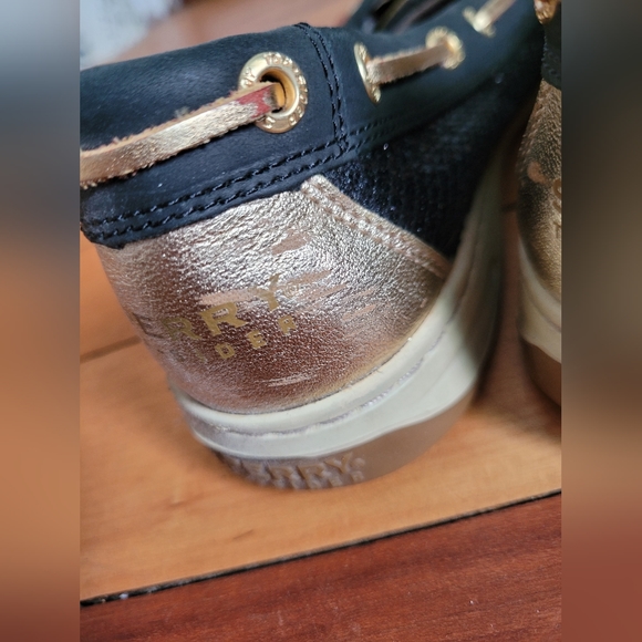 Sperry Topsider Black Sequins and Gold 1-Eye Boat Shoe - Picture 6 of 10